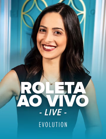 Live-roulette av Evolution, brasiliansk dealer vid bordet på blå bakgrund